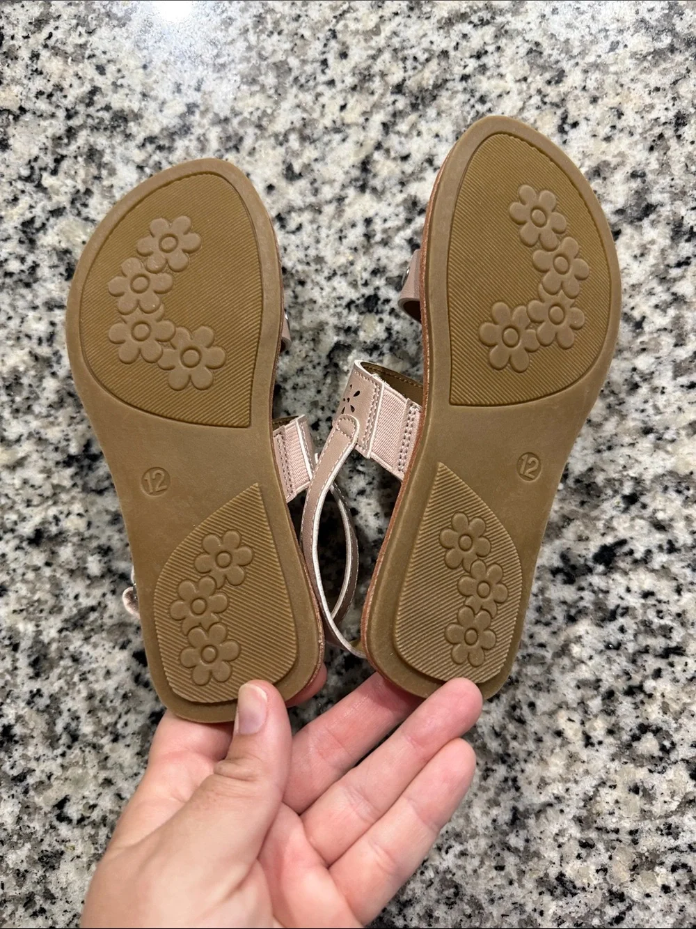 Rachel Shoes Girls' Pink Tan Floral Cutout Slingback Sandals